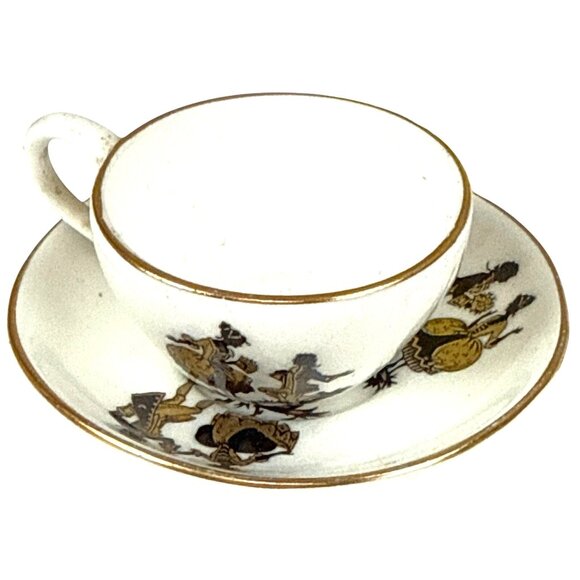 Royal Adderley Miniature Cup & Saucer Bone China England Floral Gold Trim - Picture 1 of 6